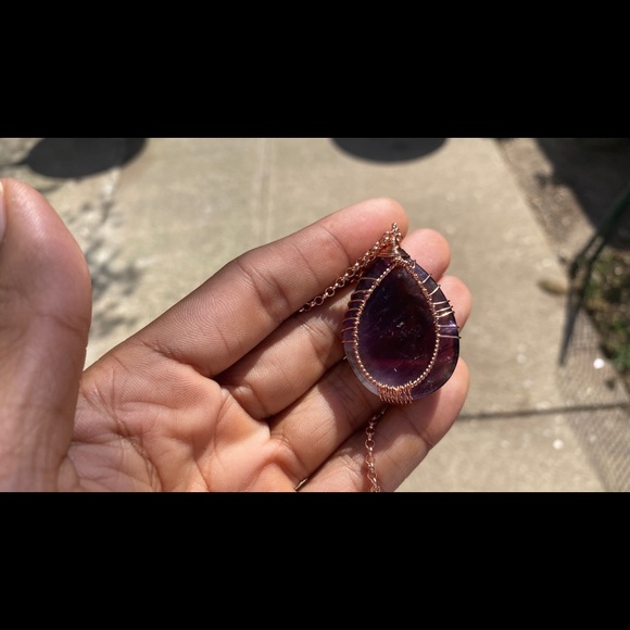 Hand made wire wrapped Ametrine cabochon with 24” adjustable chain. - Picture 4 of 5